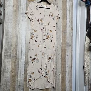 Saltwater Luxe Button Up High-low Short Sleeves Midi Floral Dress Size Medium